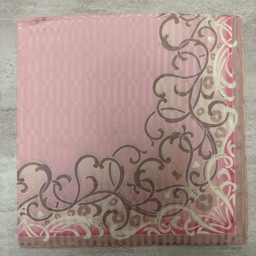 Lanvin Pink & Gold Silk cotton Scarf with Scroll Motif